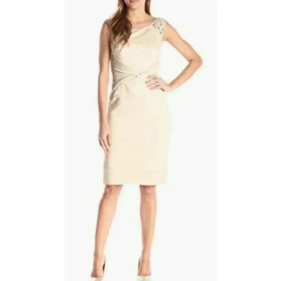 Jessica Howard Women's Beaded Capsleeve Sheath, Nude, 8 - Picture 1 of 2
